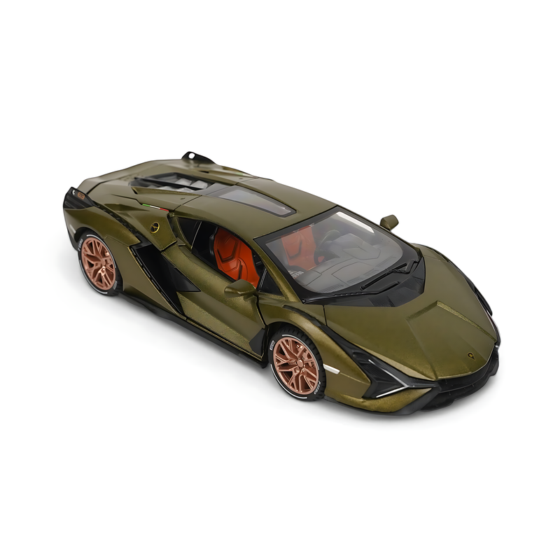 Luxury Lamborghini Diecast Model Car - Olive Green with Scissor Doors