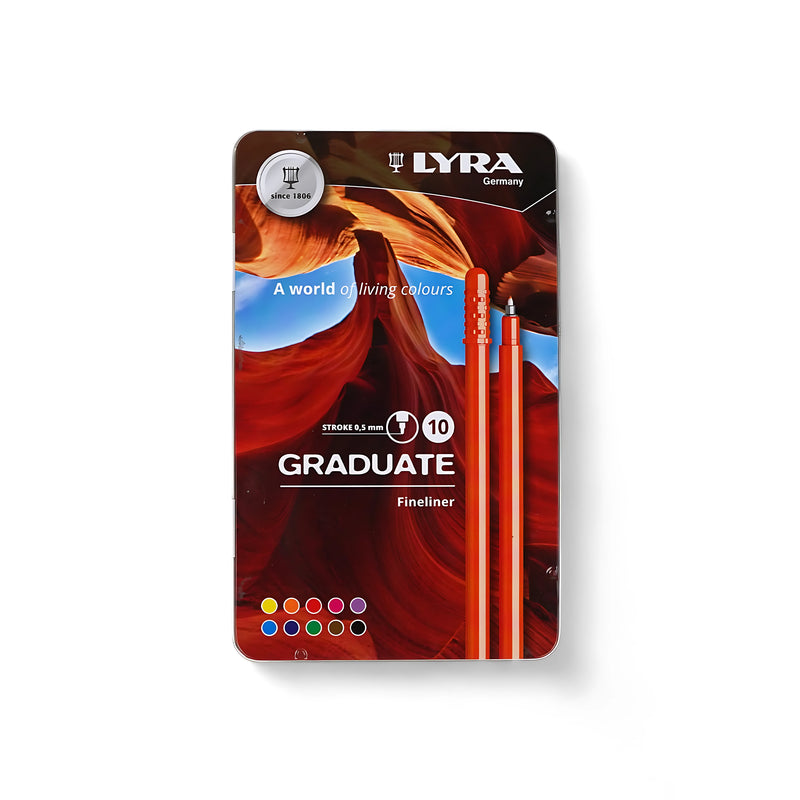 Lyra Graduate Fineliner Set - Available in 10 and 20 Colors, 0.5mm Tip