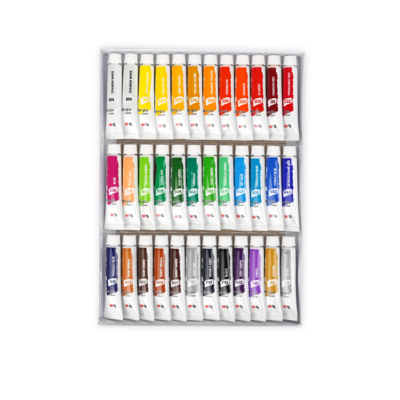M&G Acrylic Paint Set - 36 Colours - 12ml Colour Tubes