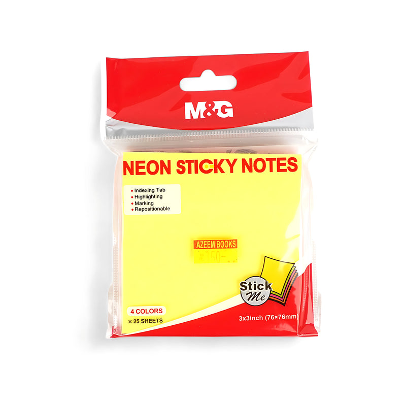 M&G Neon Sticky Notes – 4 Colors (76 x 76 mm)
