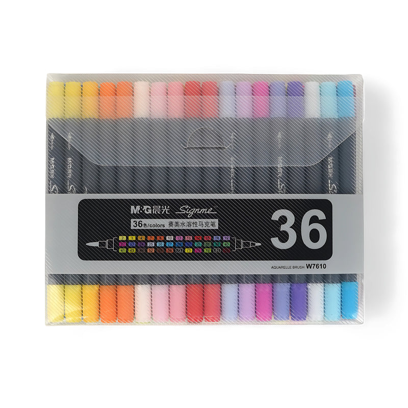 M&G Sign Pen Brush Markers - Set of 36 colors perfect for artistic expression and creative projects.