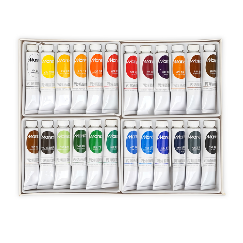 Marie's Acrylic Colors - 36 / 24 / 12 Pieces - 12ml Pack | Vibrant & High-Quality Paint Set