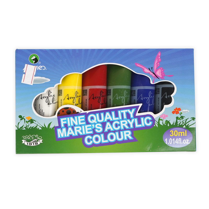 Marie’s Acrylic Colour Paint - 6 colour pieces - 30ml tubes