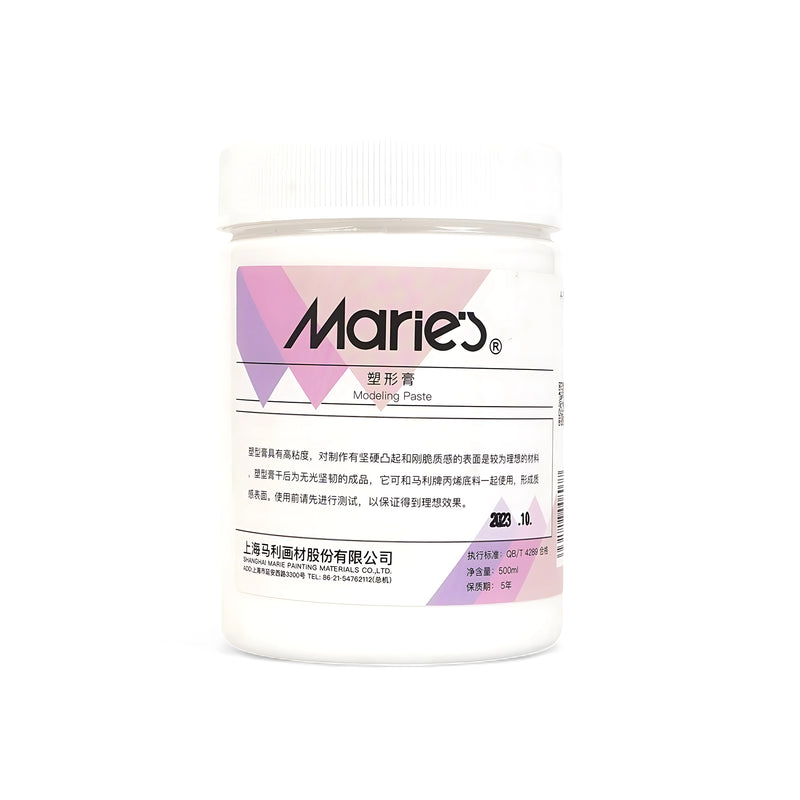 Jar of Marie’s Modeling Paste, 500ml, ideal for creating textured, three-dimensional effects in acrylic and mixed media artwork.

