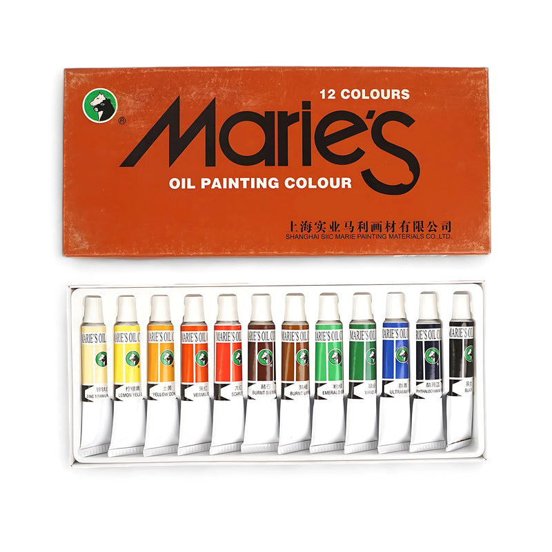 Marie’s Oil Painting Colour Set – Available in 12 and 18 Colours, 12ml Tubes for Artists and Hobbyists