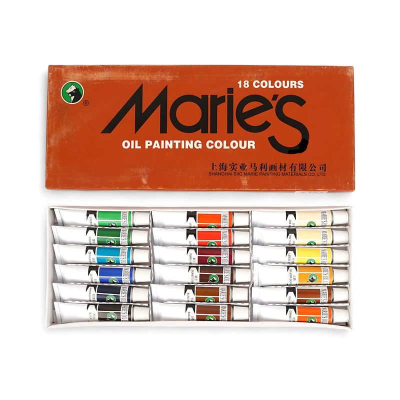 Marie’s Oil Painting Colour Set – Available in 12 and 18 Colours, 12ml Tubes for Artists and Hobbyists