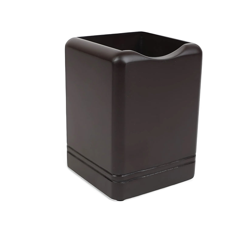 Matte black pen holder with a minimalist design, ideal for organizing stationery and desk supplies.

