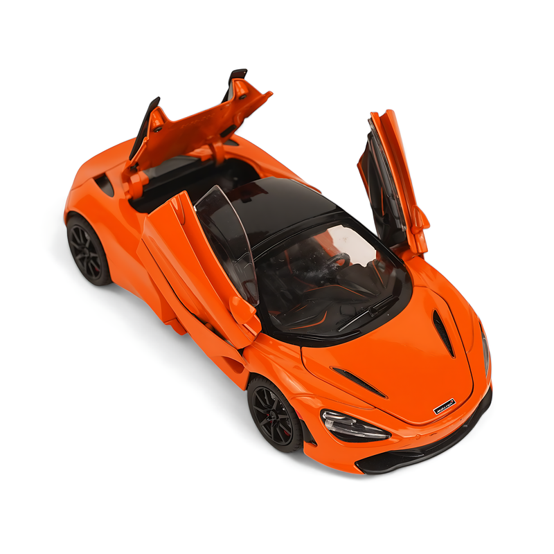 McLaren Supercar Diecast Model - Striking Orange McLaren with Gullwing Doors and Detailed Interior