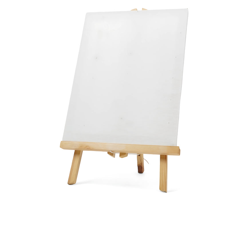 Medium-sized canvas with wooden easel, perfect for painting, crafting, and decorative displays in homes or studios.

