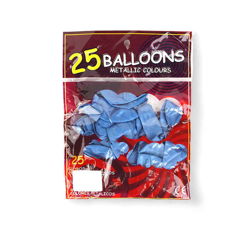 Metallic Latex Balloons – Premium Metallic Colors for Celebrations (Pack of 25 in Silver, Copper, Gold, Black, Brown, Blue, and Purple)