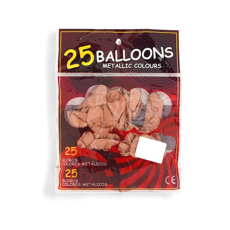 Metallic Latex Balloons – Premium Metallic Colors for Celebrations (Pack of 25 in Silver, Copper, Gold, Black, Brown, Blue, and Purple)