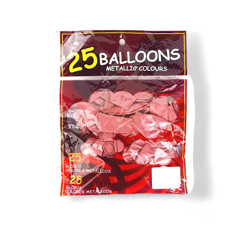 Metallic Latex Balloons – Premium Metallic Colors for Celebrations (Pack of 25 in Silver, Copper, Gold, Black, Brown, Blue, and Purple)