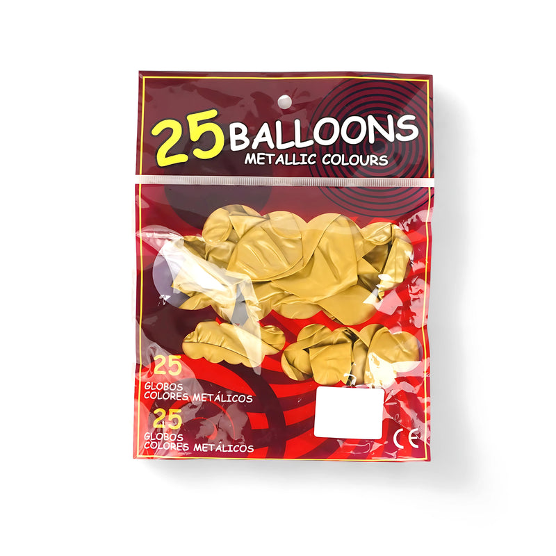 Metallic Latex Balloons – Premium Metallic Colors for Celebrations (Pack of 25 in Silver, Copper, Gold, Black, Brown, Blue, and Purple)
