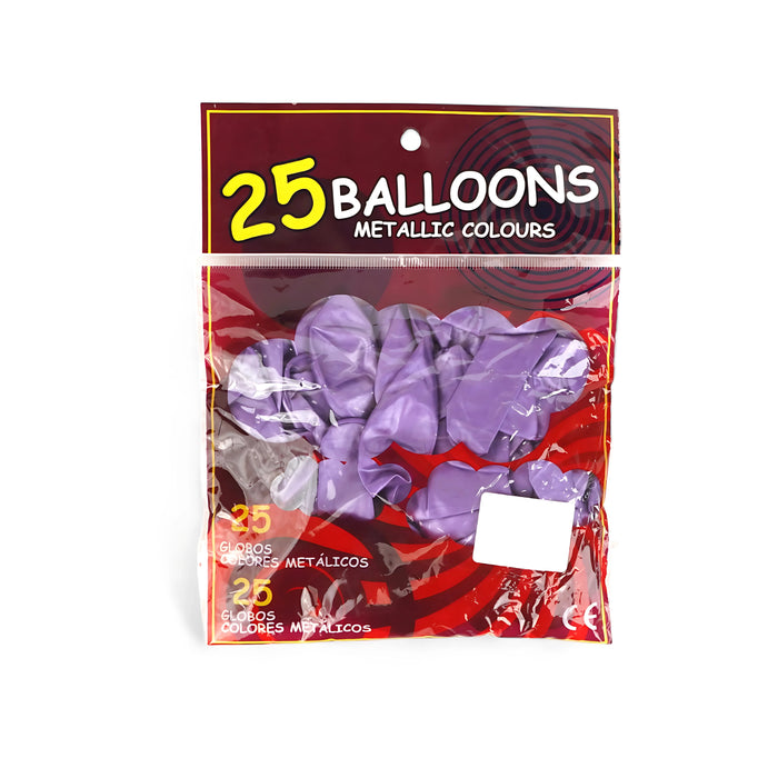 Metallic Latex Balloons – Premium Metallic Colors for Celebrations (Pack of 25 in Silver, Copper, Gold, Black, Brown, Blue, and Purple)