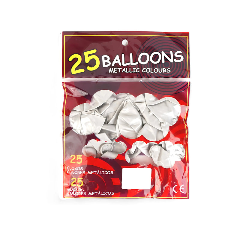 Metallic Latex Balloons – Premium Metallic Colors for Celebrations (Pack of 25 in Silver, Copper, Gold, Black, Brown, Blue, and Purple)
