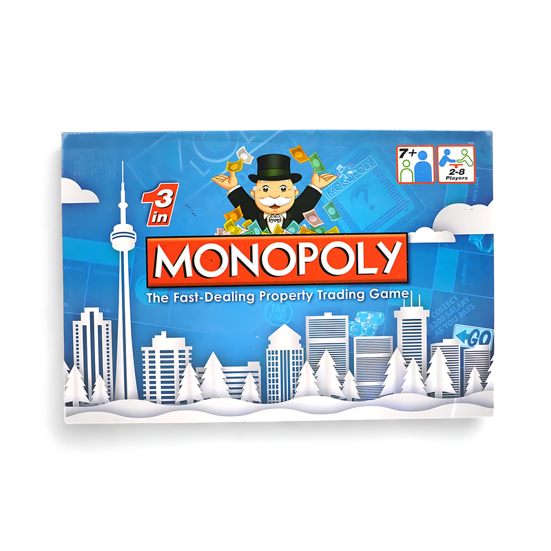 Monopoly 3-in-1 Fast-Dealing Property Trading Game – Ultimate Family Game for Ages 7+