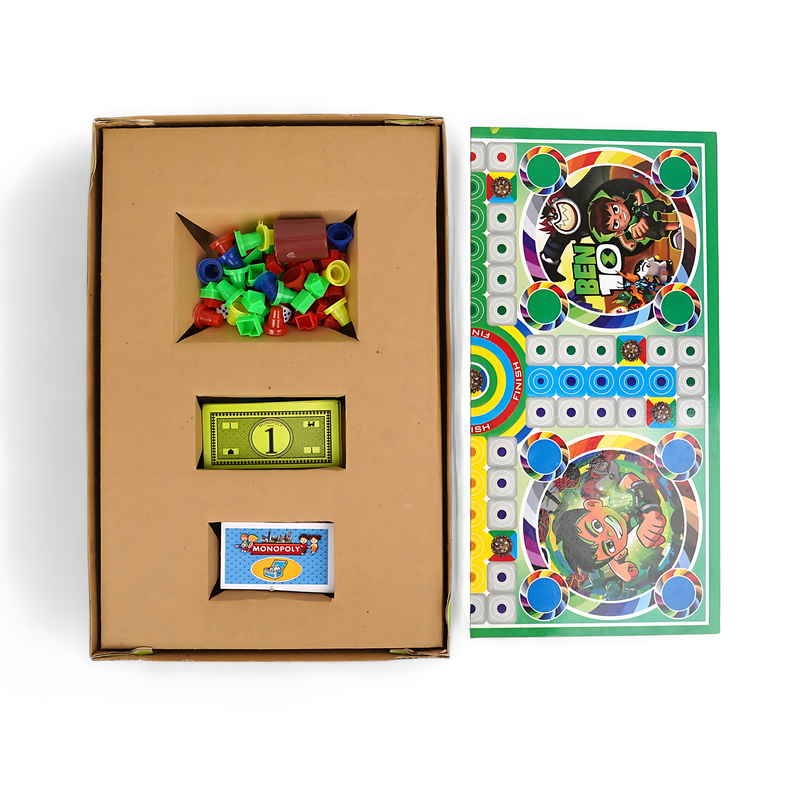 Monopoly & Ludo 3-in-1 Wooden Board Game Set – Premium Edition for Family Fun