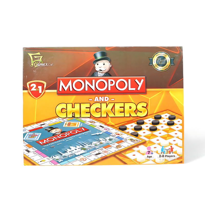 Monopoly and Checkers 2-in-1 Game Set – Ultimate Family Fun and Strategy Combo