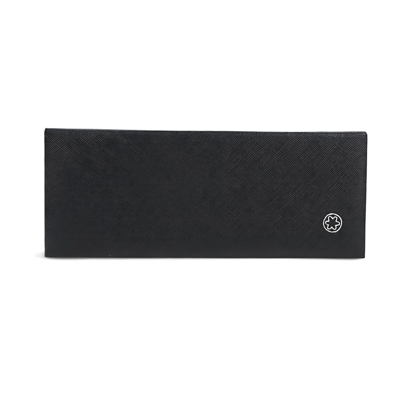 Montblanc Ballpoint Pen with a metal finish and gold accents, presented in a black and white luxury gift box.

