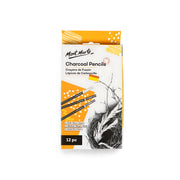 Mont Marte Charcoal Pencils Set - 12 Piece, includes soft, medium, and hard charcoal pencils for expressive artwork.

