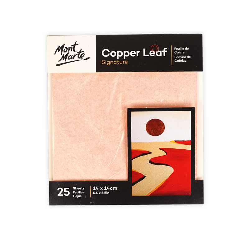 Mont Marte Copper & Silver Leaf Signature Sheets (25 Sheets, 14 x 14 cm / 5.5 x 5.5 in)