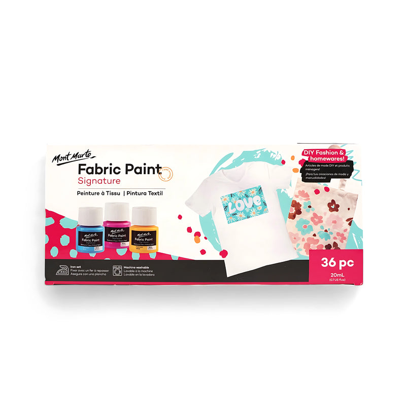 Mont Marte Fabric Paint - Signature Set of 36 Colors perfect for creative fabric projects and DIY fashion.


