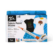 Mont Marte Fabric Paint Sticks - Signature Set of 9 Colors perfect for creative fabric projects and easy application.

