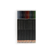 Mont Marte Signature Watersoluble Earth Tones Coloured Graphite Pencils Set - 12 natural shades, perfect for realistic drawings and watercolor effects.

