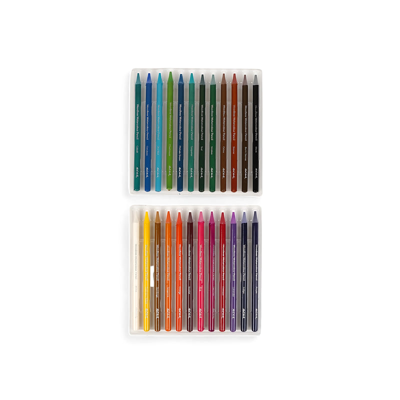Mont Marte Woodless Watercolour Pencils Set - 24 Premium Colors, ideal for vibrant watercolor effects and eco-friendly artwork.

