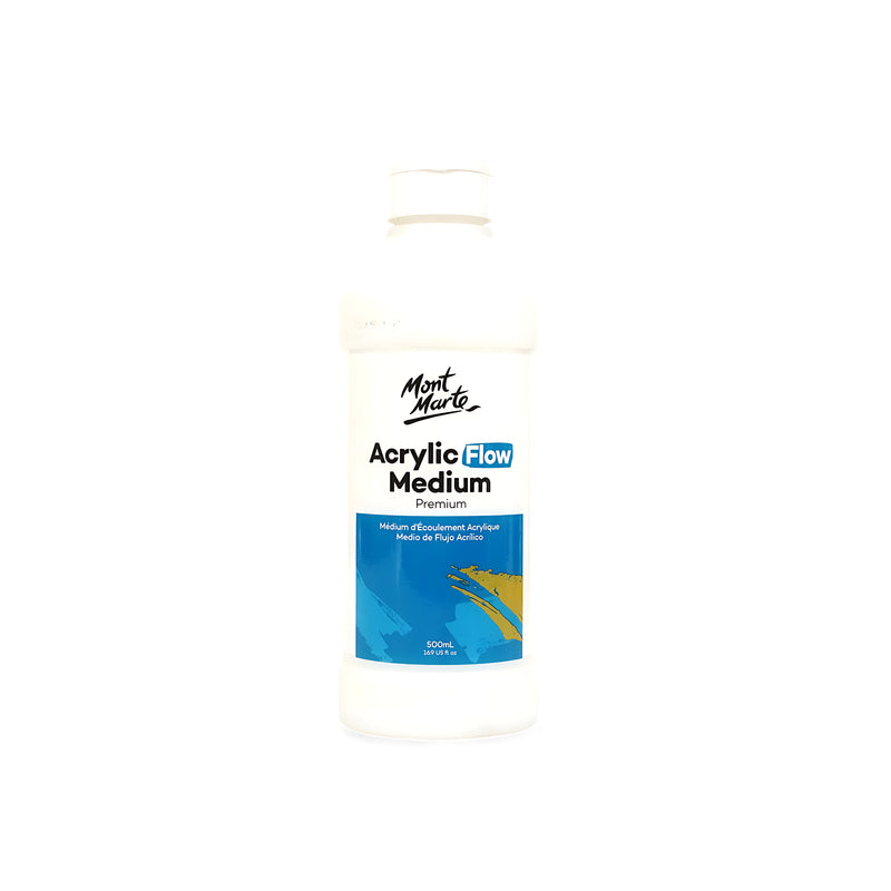 Mont Marte Premium Acrylic Flow Medium - Available in 250ml and 500ml for Enhanced Paint Flow and Blending
