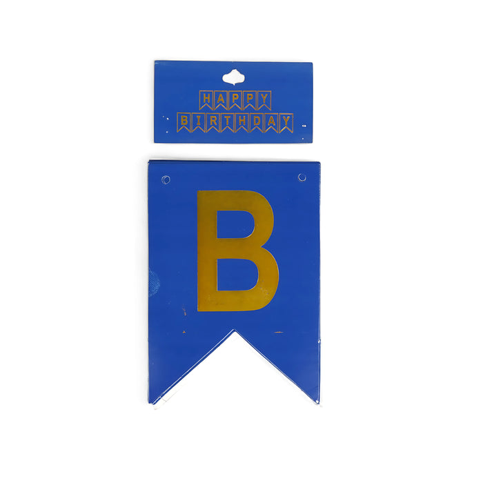 Multi-Color "Happy Birthday" Navy Blue Banner Set - Festive Party Decoration with Gold Letters