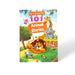 Cover of My Colourful 101 Animal Stories featuring illustrations of a lion, giraffe, elephant, birds, and other animals in a playful forest setting.

