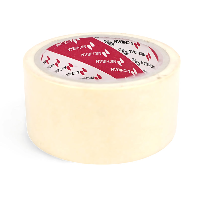 Nichiban clear adhesive tape roll with strong adhesion and transparent finish, ideal for packaging, sealing, and storage tasks.

