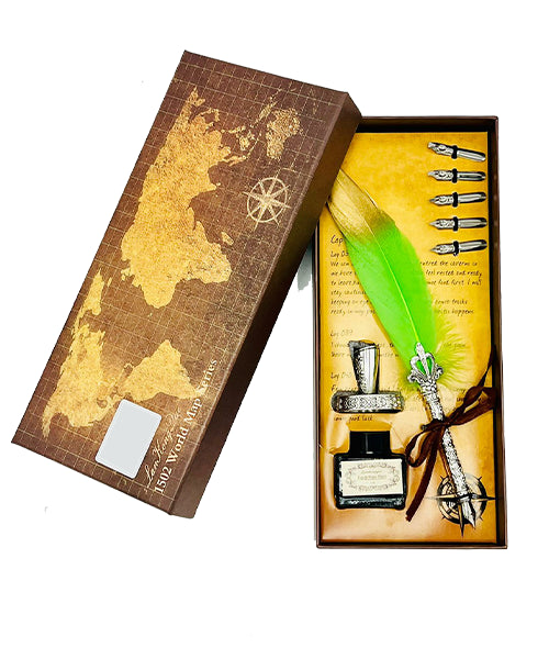 Feather Calligraphy Pen | Antique Quill Pen for Writing & Drawing | Refillable Ink Dip Pens for Signature, Wedding, Birthday Gifts, Retro Decor