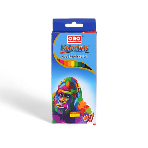 ORO Kolortots Colored Pencils 12-pack featuring bright, non-toxic pencils and vibrant animal-themed packaging.

