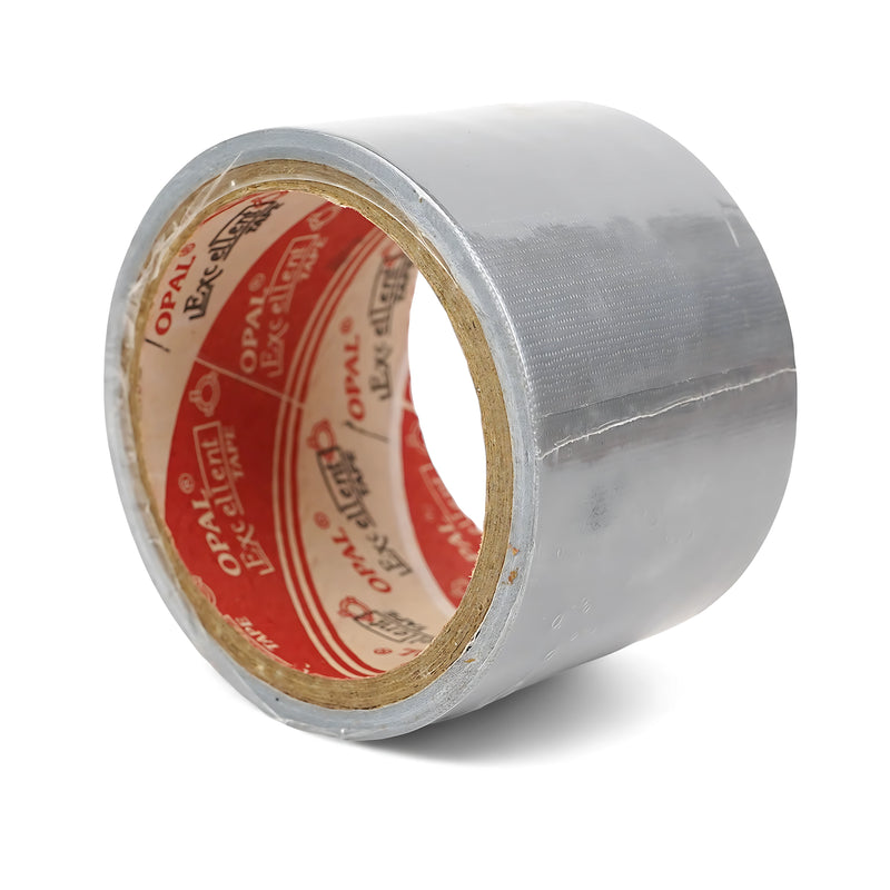 Opal Excellent silver adhesive tape with tear-resistant backing, ideal for heavy-duty repairs, packaging, and industrial use.

