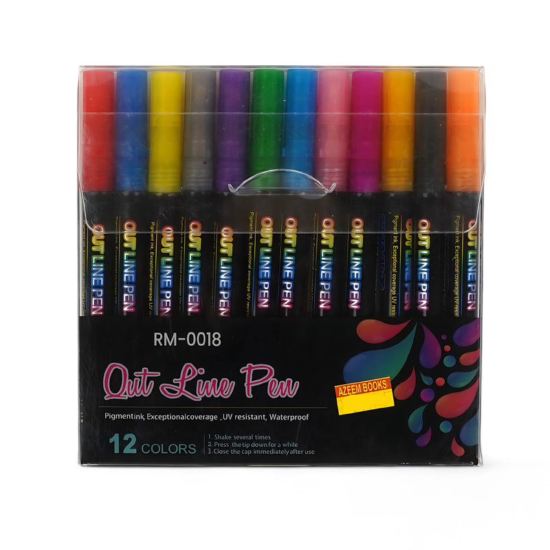 Outline Pens - Set of 12 colors perfect for artistic expression and decorative detailing.

