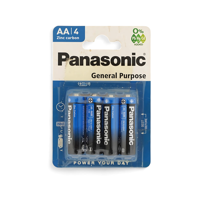 Panasonic General Purpose AA Zinc Carbon Batteries - 4 Pack for Everyday Use