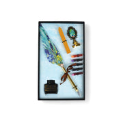 Pay Tribute Feather Pen Series - Van Gogh Irises Edition with feather pen, ink bottle, and Van Gogh "Irises" print in an artistic presentation box

