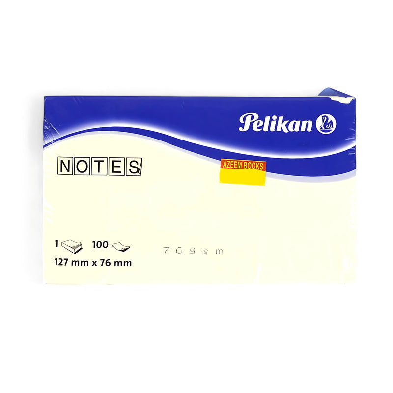 Pelikan Notes Pad featuring 100 sheets of 70 gsm paper (127 x 76 mm), packaged with a blue-and-white cover for easy organization.

