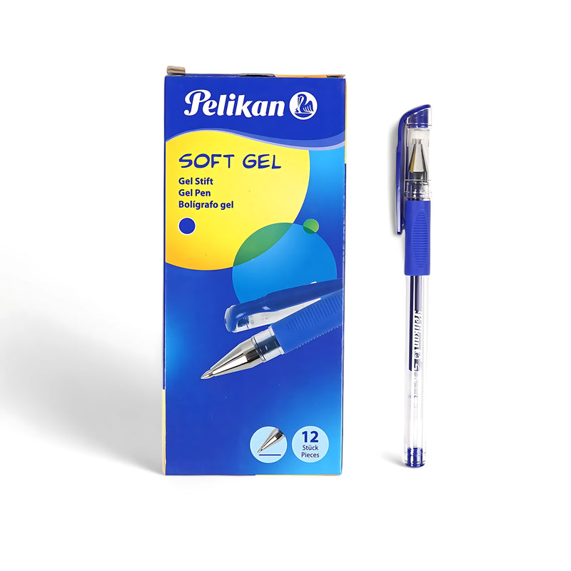 Pelikan Soft Gel Pen with 0.7mm tip, smooth blue ink, and soft grip for comfortable