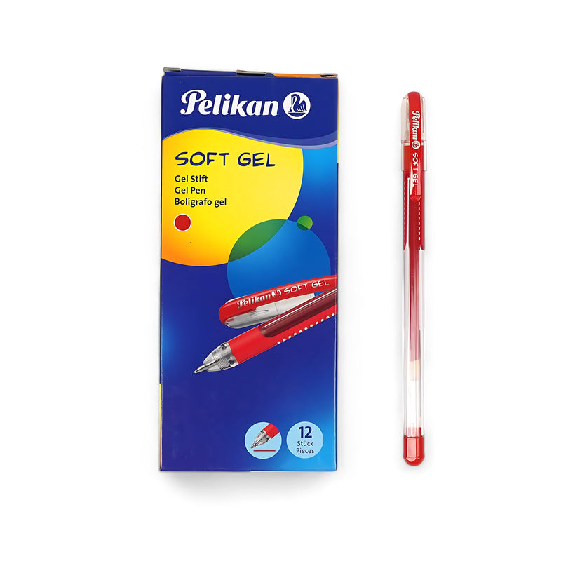 Pelikan Soft Gel Pen with red ink, ergonomic grip, and sleek design – pack of 12.

