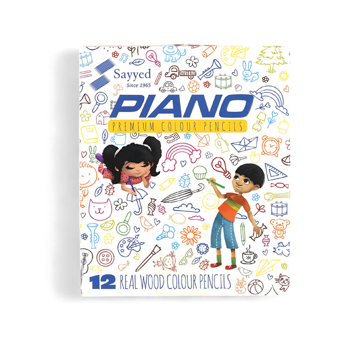 Piano Premium Colour Pencils – 12 Real Wood Colour Pencils