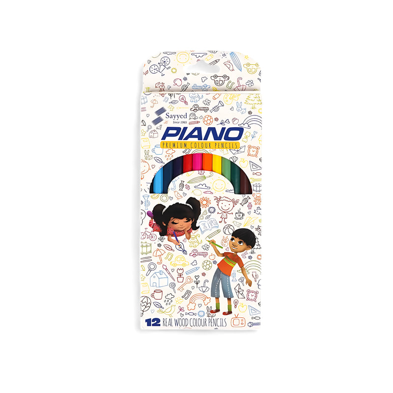 Piano Premium Colour Pencils – 12 Real Wood Colour Pencils