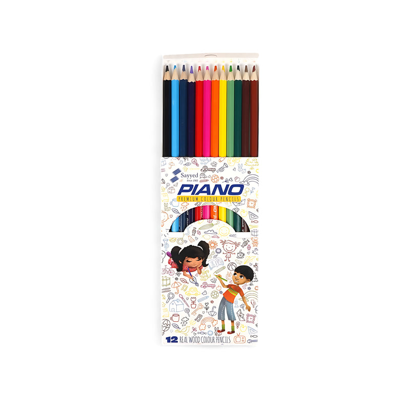 Piano Premium Colour Pencils – 12 Real Wood Colour Pencils