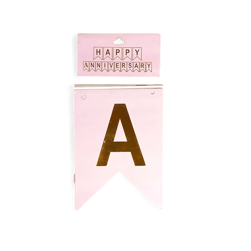 Pink & Gold Happy Anniversary Banner – Charming Party Decoration