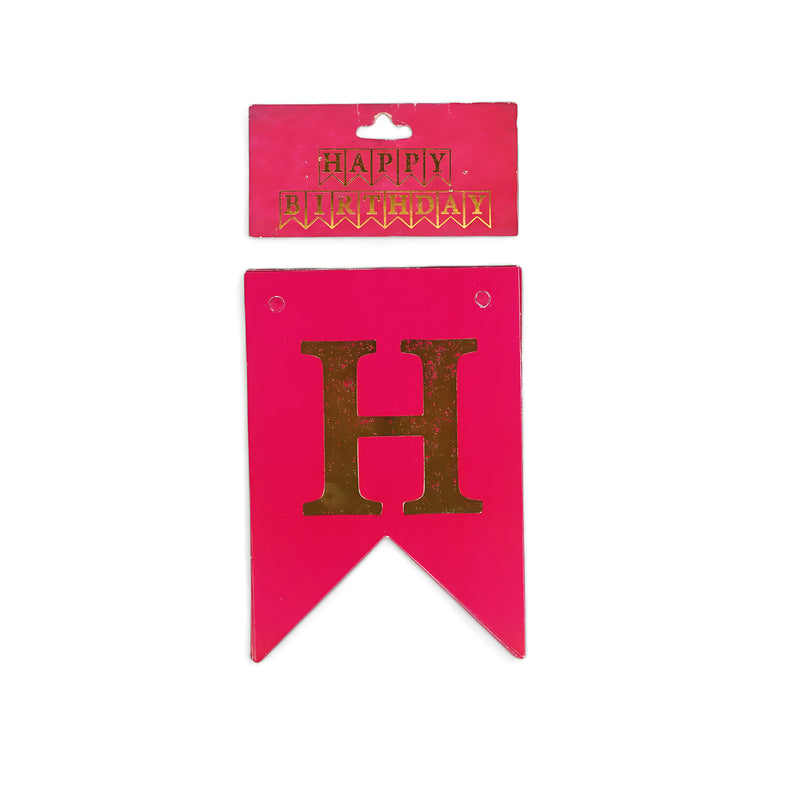 Pink & Gold Happy Birthday Banner – Elegant Party Decoration
