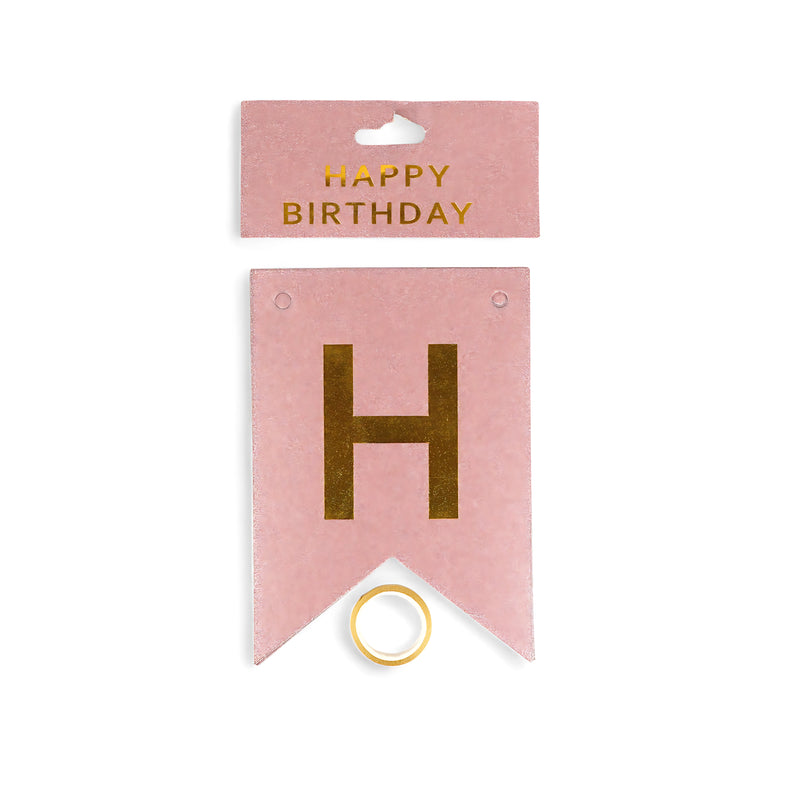 Pink and Gold "Happy Birthday" Banner Set - Elegant Birthday Party Decoration