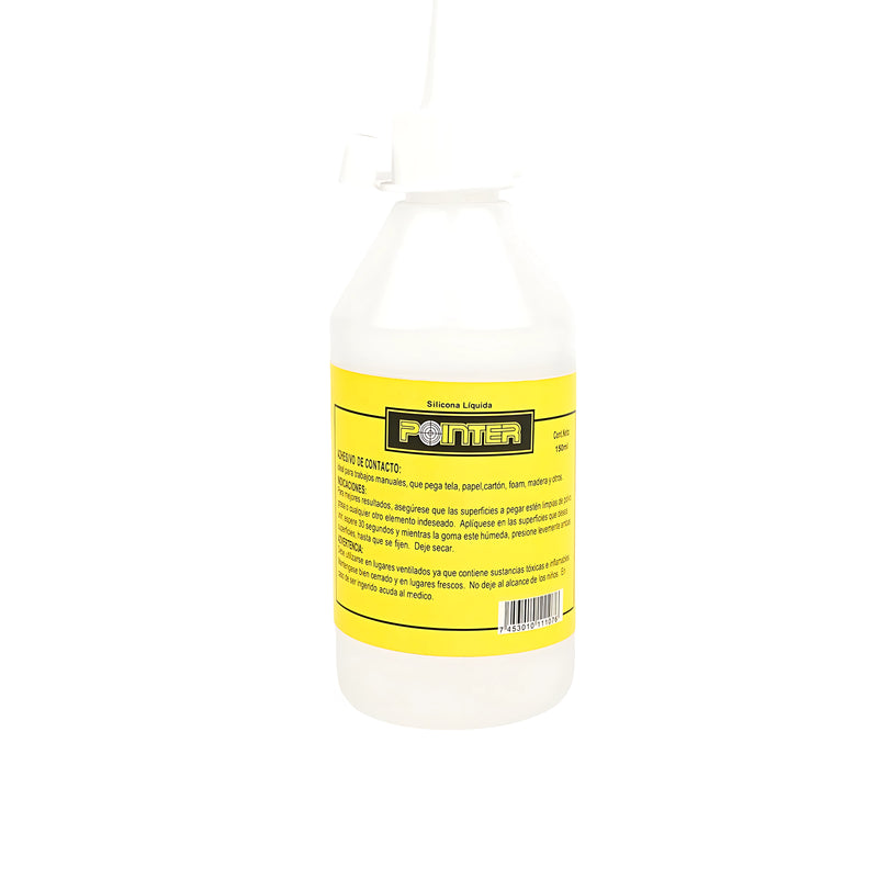 Pointer Liquid Silicone Adhesive in a 150ml bottle with a nozzle for precise application, ideal for crafts, repairs, and multipurpose bonding.


