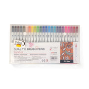 Prism Dual Tip Brush Pens - Signature Set available in 24 colors featuring dual tips for versatile coloring and drawing.

